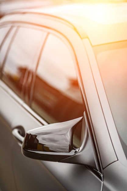 Primer plano del espejo lateral del coche Detalles del coche de negocios