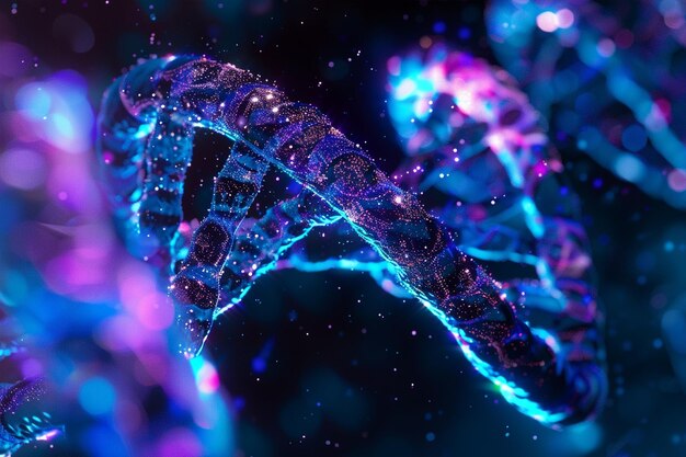 El primer plano de la estructura de la doble hélice del ADN