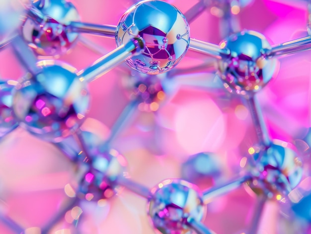 Un primer plano de una estructura molecular abstracta y futurista aislada de una IA con esferas similares al vidrio