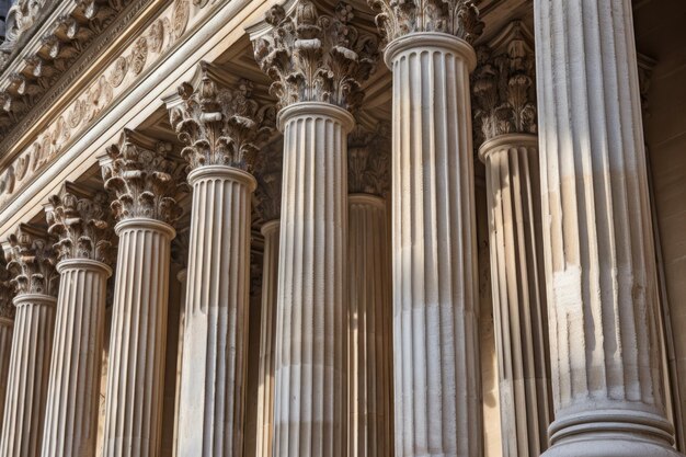 Primer plano exterior del Panteón de las columnas corintias creadas con ai generativo
