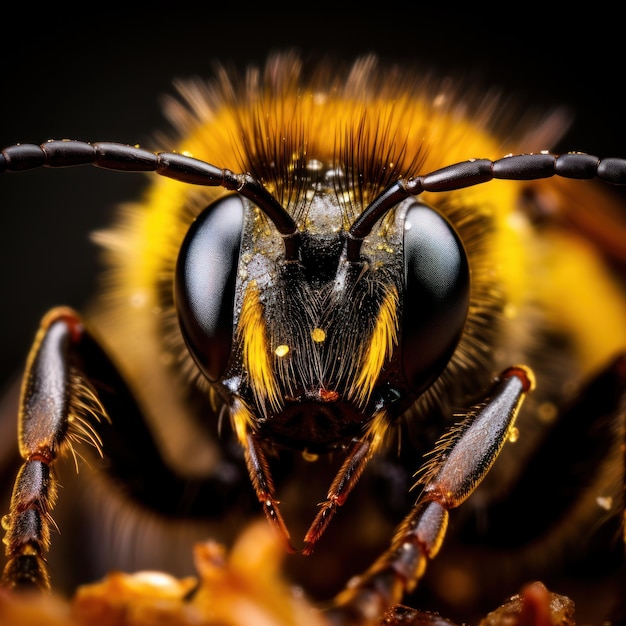 Primer plano extremo de un abejorro de fotografía macro de insectos