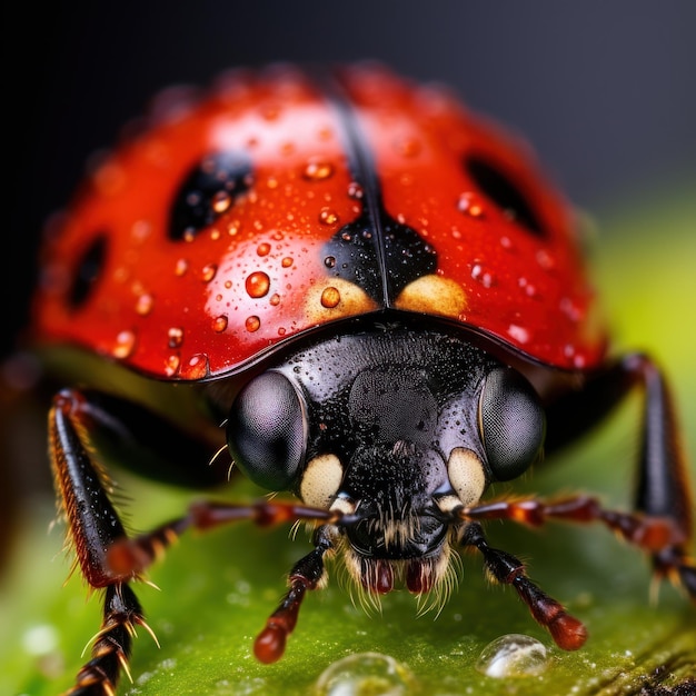 Primer plano extremo de una mariquita de fotografía macro de insectos