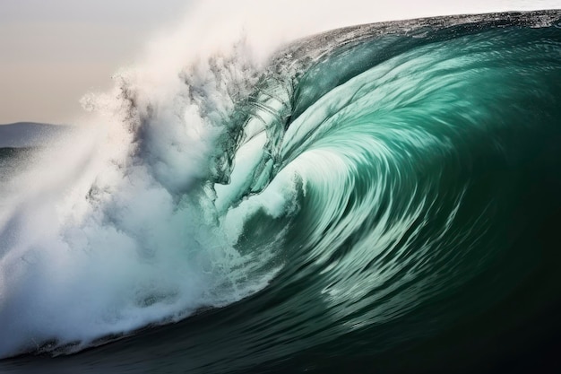 Foto un primer plano extremo de las olas esmeralda del océano