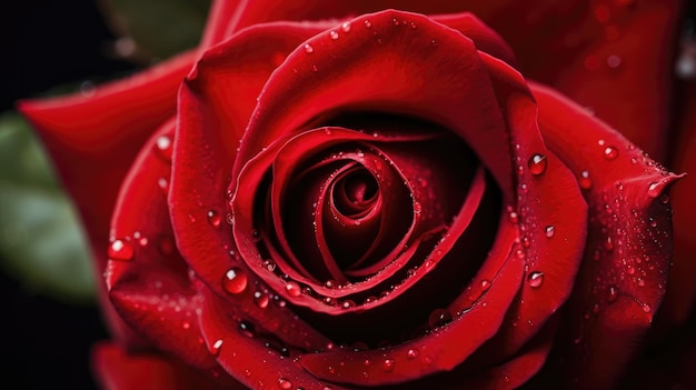primer plano extremo de una rosa roja capturando la elegancia de la naturaleza