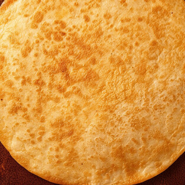 Primer plano extremo de una tortilla caliente redonda