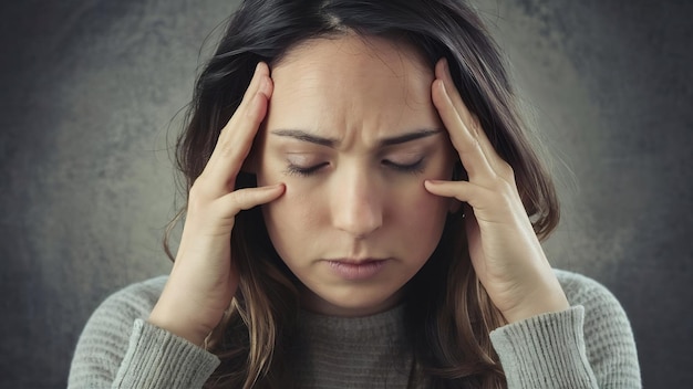 Primer plano facial de una mujer estresada