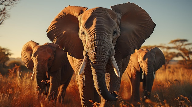 Un primer plano de una familia de elefantes caminando a través de UHD Wallpaper