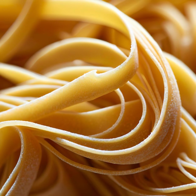 Un primer plano de una fettuccine de pasta italiana seca y cruda