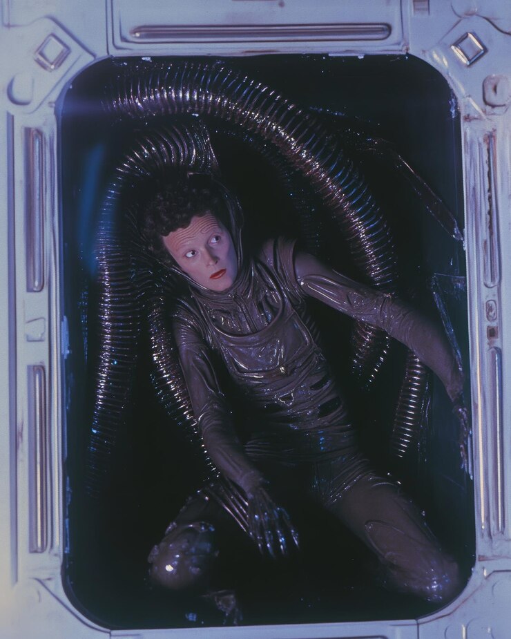 Foto un primer plano de una figura femenina negra en una nave espacial futurista