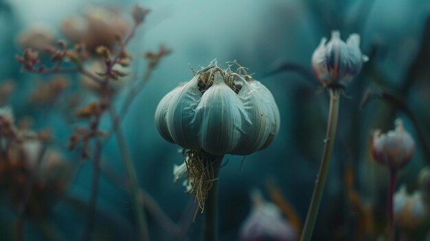 Foto un primer plano de una flor blanca con una forma bulbosa