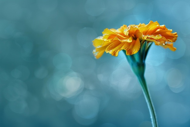 Un primer plano de una flor de caléndula con poca profundidad de campo