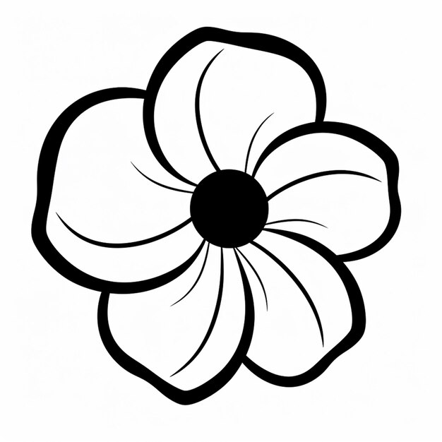 un primer plano de una flor con un centro negro sobre un fondo blanco ai generativo