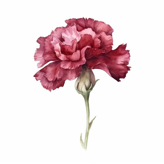 Foto un primer plano de una flor de clavel rosa en un fondo blanco