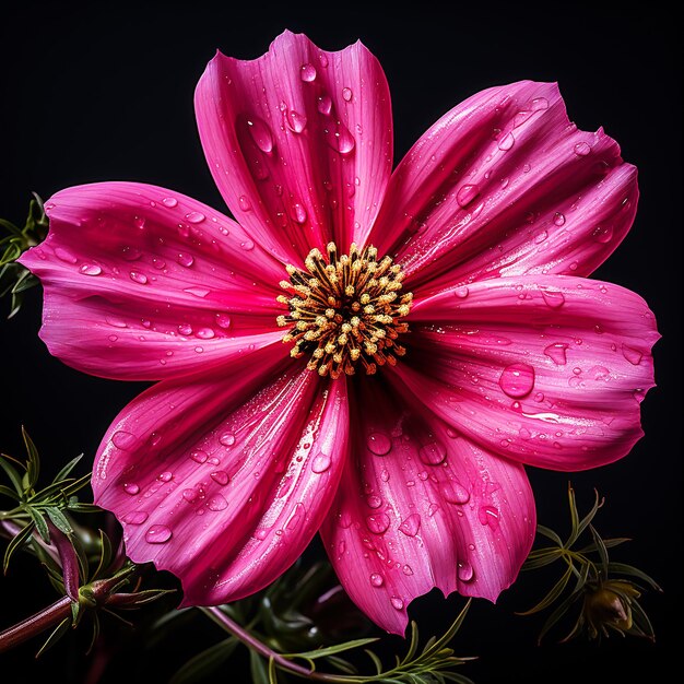 Primer plano de la flor del cosmos en un fondo oscuro generado por la IA