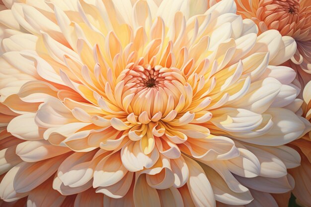 Un primer plano de una flor de crisantemo cada pétalo finamente detallado con delicadas pinceladas
