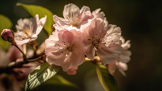 Un primer plano de una flor con flores rosas