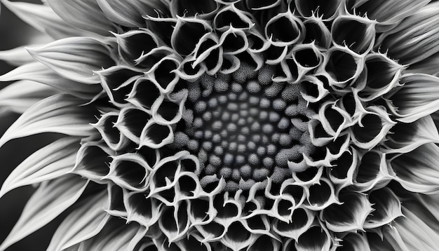 un primer plano de una flor con un fondo blanco y negro