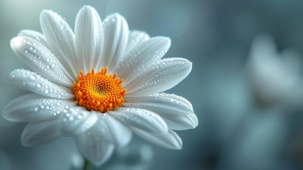 Un primer plano de una flor con gotas de agua