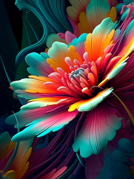 Un primer plano de una flor hecha de papel arte digital IA generada IA generativa