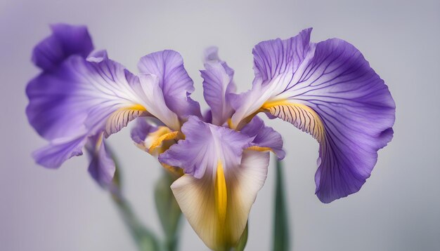 primer plano de una flor de iris con aislado con fondo suave