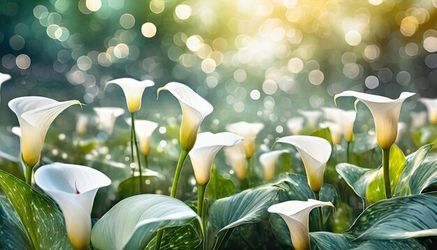 Foto primer plano de la flor de lirio de calla con fondo bokeh zantedeschia aethiopica