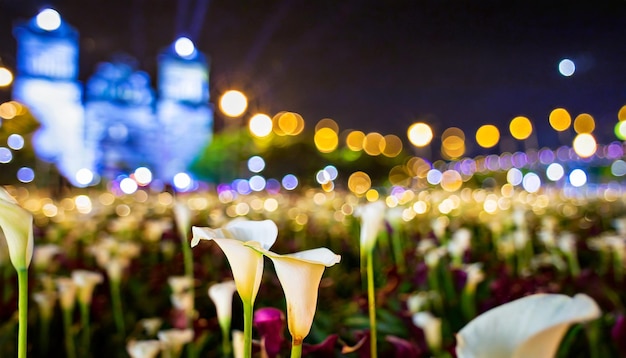 primer plano de la flor de lirio de calla con fondo bokeh Zantedeschia aethiopica