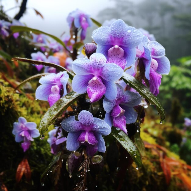 Un primer plano de una flor morada