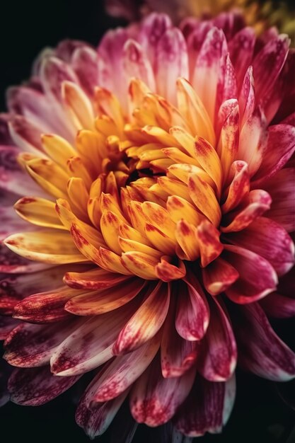 Primer plano de flor de otoño tiro crisantemo primer plano color completo