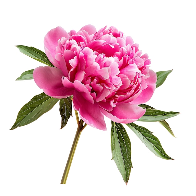 Un primer plano de una flor de peonía rosada aislada