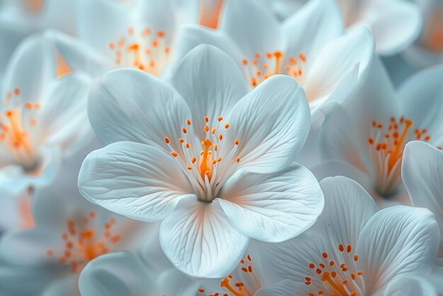 un primer plano de una flor con pétalos naranjas y blancos