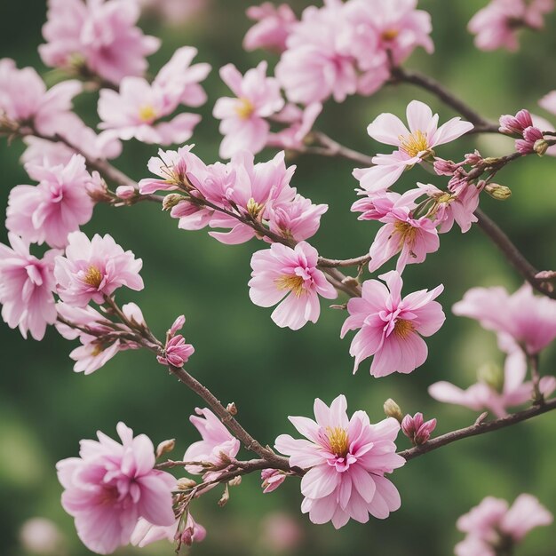 Foto primer plano de una flor en una rama de árbol generada por ia