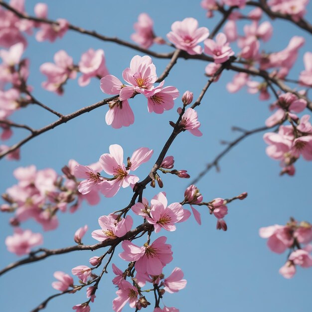 Foto primer plano de una flor en una rama de árbol generada por ia