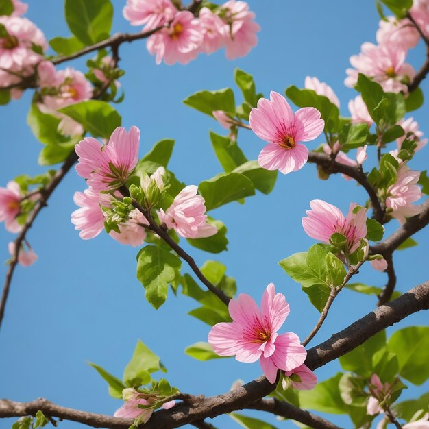 Foto primer plano de una flor en una rama de árbol generada por ia