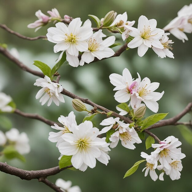 Foto primer plano de una flor en una rama de árbol generada por ia