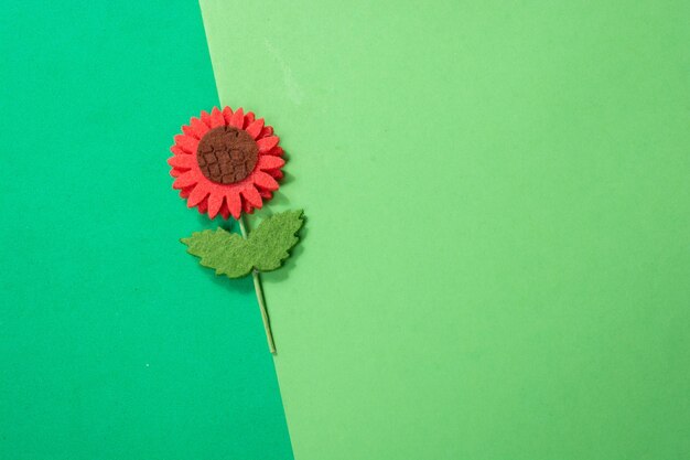 Foto primer plano de una flor roja contra un fondo verde