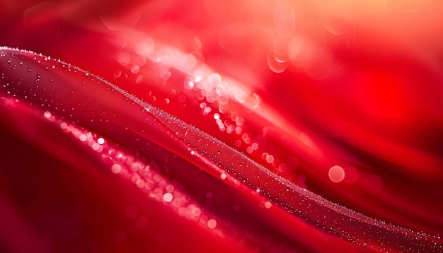 un primer plano de una flor roja con gotas de agua en ella