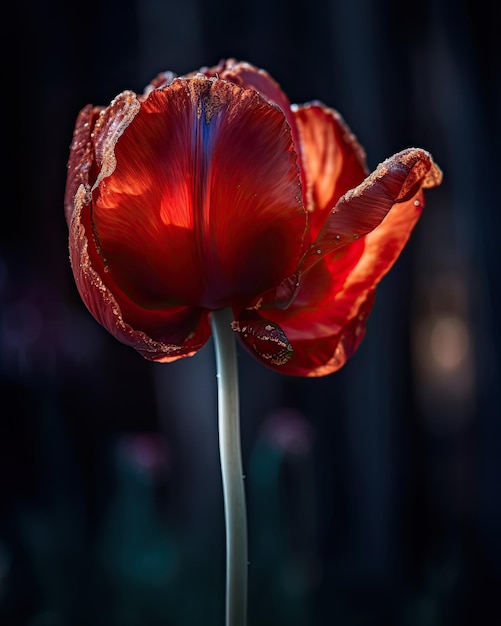 Un primer plano de una flor roja