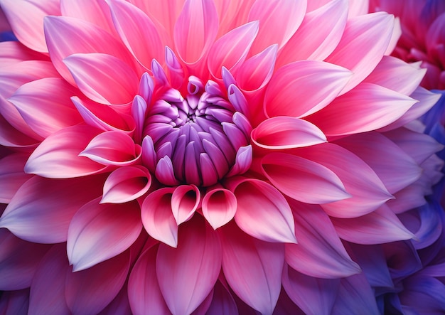 primer plano flor rosa púrpura pétalos diseño de interfaz wow gráficos por computadora refinado cabeza de dahlia gigante