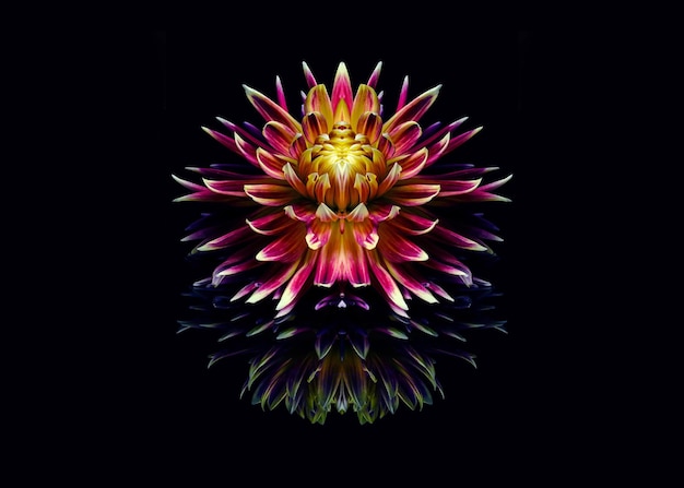 Primer plano de una flor rosada contra un fondo negro