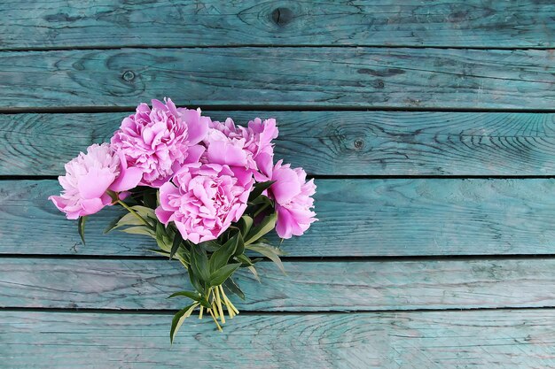 Foto primer plano de una flor rosada en madera