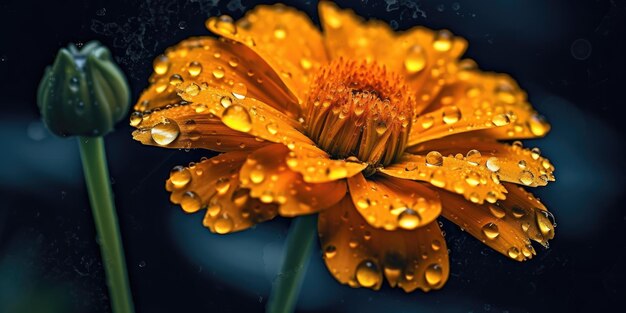 Primer plano de la flor de Tagetes Foto para una postal Foto de alta calidad IA generativa