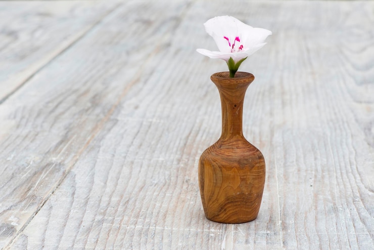 Foto primer plano, de, florero, en, mesa