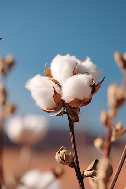 Primer plano de flores de algodón esponjosas