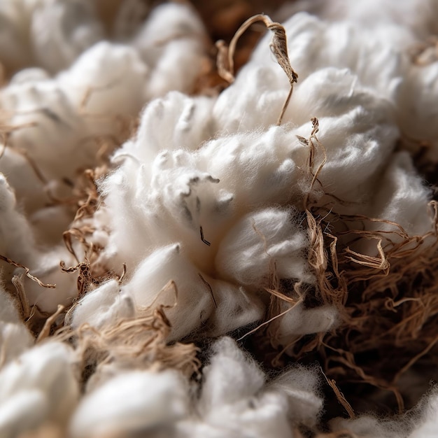 Foto primer plano de flores de algodón esponjosas