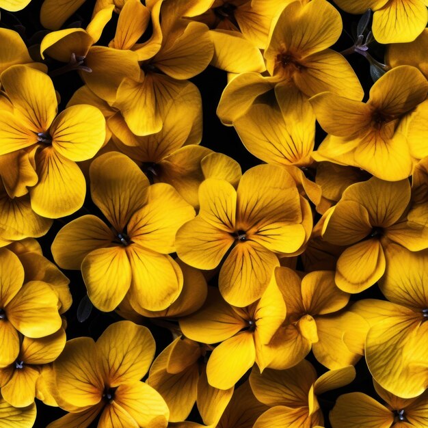 Un primer plano de flores amarillas sobre un fondo negro