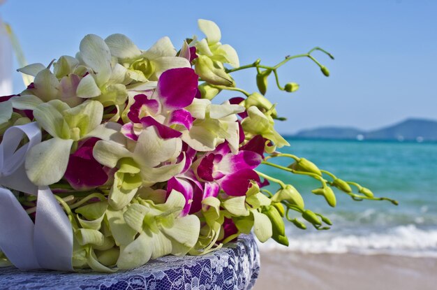 Foto primer plano de las flores azules