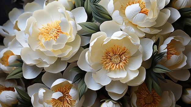 primer plano de flores blancas y naranjas