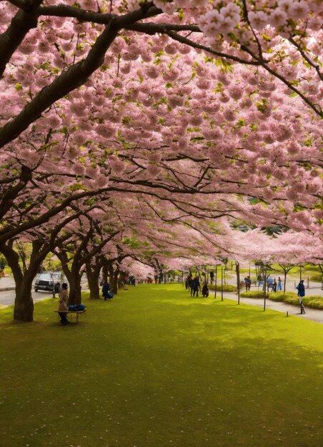 Un primer plano de las flores de cerezo en primavera