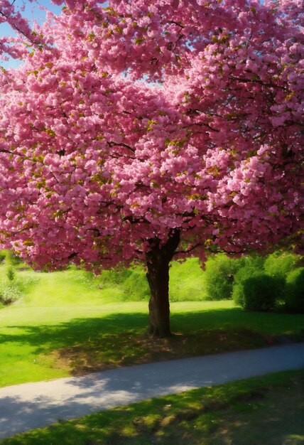 Un primer plano de las flores de cerezo en primavera