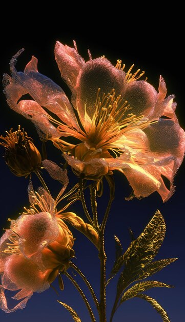 Foto un primer plano de flores con un fondo negro